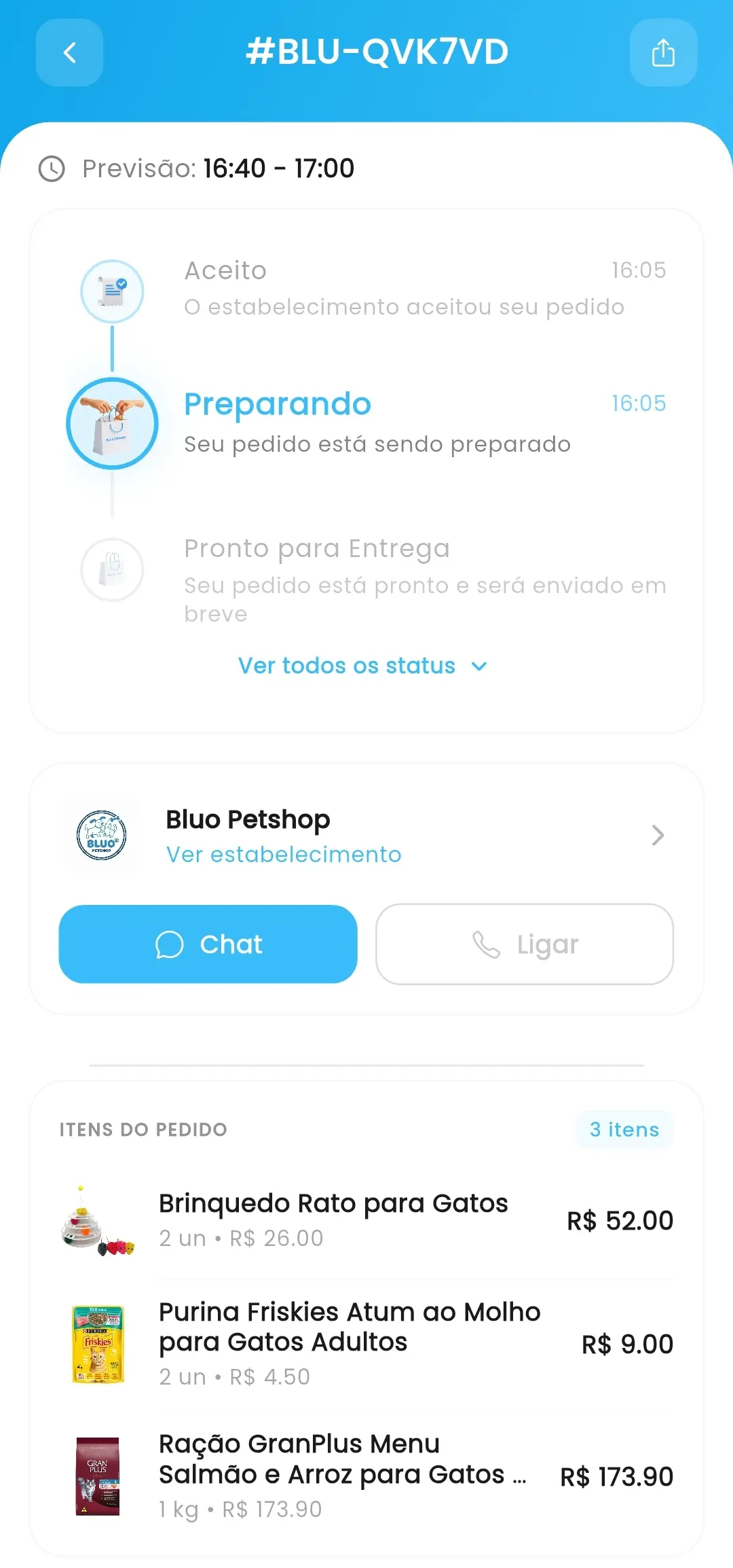 Bluo Delivery - Acompanhamento